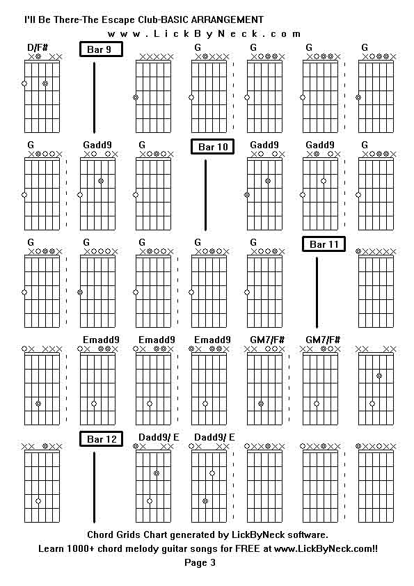 Chord Grids Chart of chord melody fingerstyle guitar song-I'll Be There-The Escape Club-BASIC ARRANGEMENT,generated by LickByNeck software.